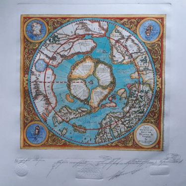map of legendary Hyperborea Printmaking titled "map of legendary Hy…" by Ivan Kelarev, Original Art, Engraving