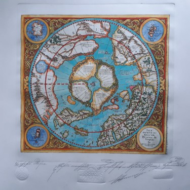 Incisioni, stampe intitolato "map of legendary Hy…" da Ivan Kelarev, Opera d'arte originale, incisione