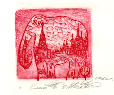 Отпечатки и Гравюры под названием "Elephant in Moscow" - Ivan Kelarev, Подлинное произведение искусства, гравюра