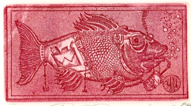 Printmaking titled "advanced fish" by Ivan Kelarev, Original Artwork, Engraving