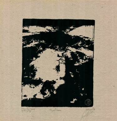 Druckgrafik mit dem Titel "island tonal" von Ivan Kelarev, Original-Kunstwerk, Linoldrucke
