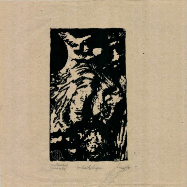 Gravures & estampes intitulée "Defying Death" par Ivan Kelarev, Œuvre d'art originale, Linogravures