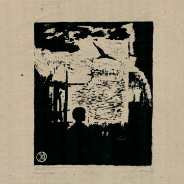 Hunting for a white falcon Printmaking titled "Hunting for a white…" by Ivan Kelarev, Original Art, Linocuts