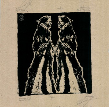 Druckgrafik mit dem Titel "double" von Ivan Kelarev, Original-Kunstwerk, Linoldrucke
