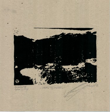 Druckgrafik mit dem Titel "place without pity" von Ivan Kelarev, Original-Kunstwerk, Linoldrucke