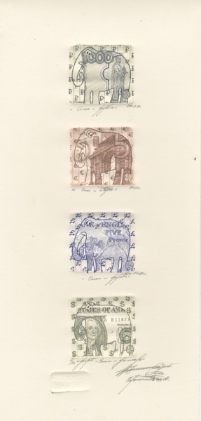 Gravures & estampes intitulée "money elephants" par Ivan Kelarev, Œuvre d'art originale, Gravure