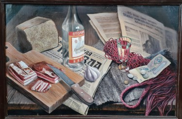 Pintura titulada "Still life with lar…" por Ivan Kelarev, Obra de arte original, Oleo Montado en Bastidor de camilla de made…