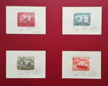Gravures & estampes intitulée "Elephant in Paris,…" par Ivan Kelarev, Œuvre d'art originale, Gravure Monté sur Carton