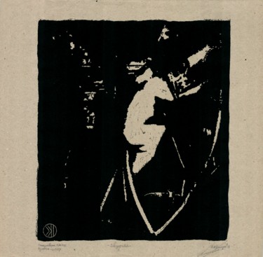 Druckgrafik mit dem Titel "astrologer" von Ivan Kelarev, Original-Kunstwerk, Linoldrucke