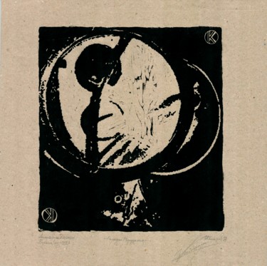 Impressões e gravuras intitulada "Paradox of the Univ…" por Ivan Kelarev, Obras de arte originais, Linoleogravura