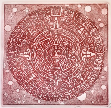 Incisioni, stampe intitolato "Aztec calendar" da Ivan Kelarev, Opera d'arte originale, incisione