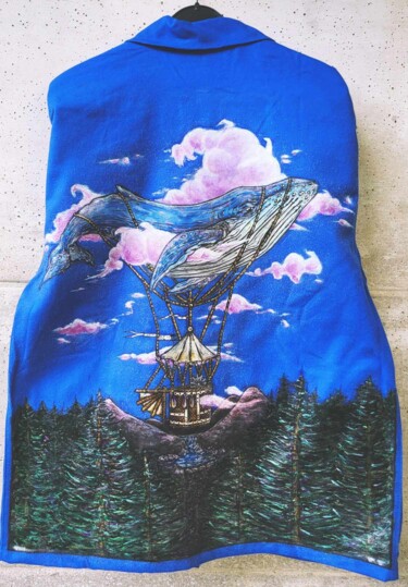 Arte têxtil intitulada "~Celestial Whale~" por Artketyp, Obras de arte originais, Acrílico