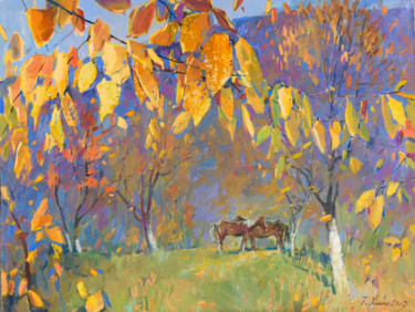 Картина под названием "Осенняя прогулка" - Igor Khilko, Подлинное произведение искусства, Масло