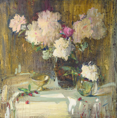 Painting titled "Цветы в вазе" by Igor Khilko, Original Artwork, Oil