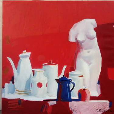 Картина под названием "красное и белое" - Igor Khilko, Подлинное произведение искусства, Акрил