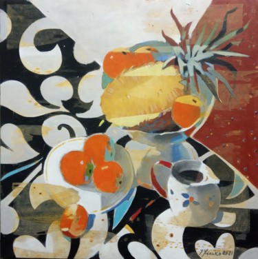 Peinture intitulée "натюрморт с ананасом" par Igor Khilko, Œuvre d'art originale, Acrylique