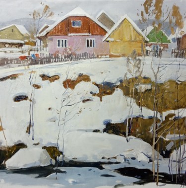 Картина под названием "снег пошел" - Igor Khilko, Подлинное произведение искусства, Масло