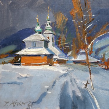 Painting titled "зима" by Igor Khilko, Original Artwork, Oil