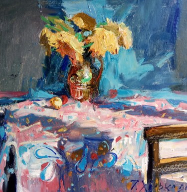 Schilderij getiteld "цветы в мастерской" door Igor Khilko, Origineel Kunstwerk, Olie