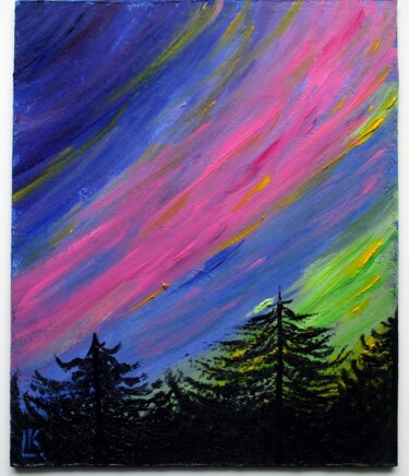 Malerei mit dem Titel "Aurora Borealis Oil…" von Luiza Kozich (Artkingdom7), Original-Kunstwerk, Öl