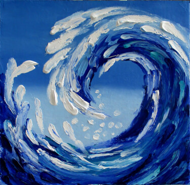 Painting titled "Wave Oil Painting S…" by Luiza Kozich (Artkingdom7), Original Artwork, Oil