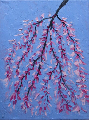 Painting titled "Sakura, beautiful f…" by Luiza Kozich (Artkingdom7), Original Artwork, Oil