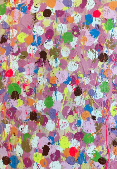 「Pink Donut」というタイトルの絵画 Artkmstによって, オリジナルのアートワーク, アクリル ウッドストレッチャーフレームにマウント