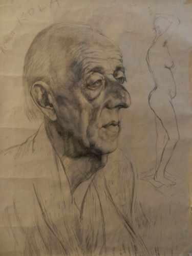 Dessin intitulée "Old man" par Artan Kola, Œuvre d'art originale, Crayon