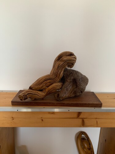 Skulptur mit dem Titel "Nouvelle vague" von Artkris, Original-Kunstwerk, Holz