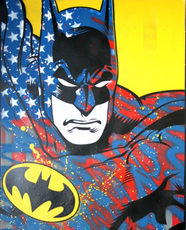 Painting titled "BATMAN" by F.Paul Artkwake, Original Artwork, Spray paint
