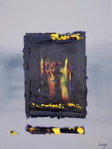 Peinture intitulée "Gris et Violet" par Lago, Œuvre d'art originale, Huile