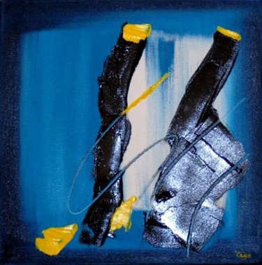 Peinture intitulée "Feu bleu" par Lago, Œuvre d'art originale, Huile