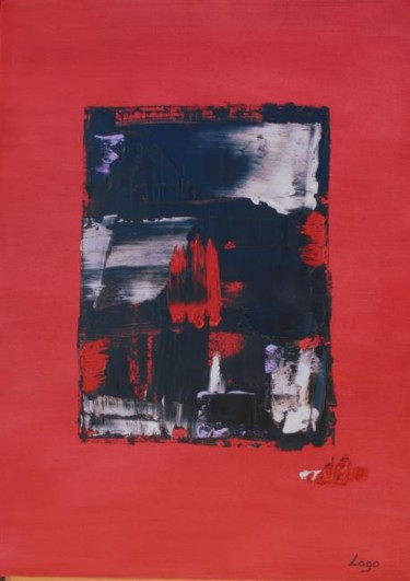 Peinture intitulée "Carré Rouge et noir" par Lago, Œuvre d'art originale, Huile