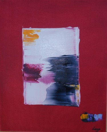 Peinture intitulée "Carré rouge et blan…" par Lago, Œuvre d'art originale, Huile