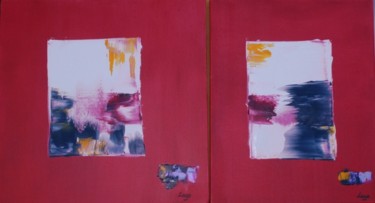 Peinture intitulée "Duo Carré rouge et…" par Lago, Œuvre d'art originale, Huile