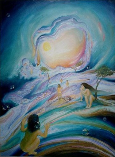 Painting titled "Celestial Playgroun…" by Ted Luna, Original Artwork, Oil