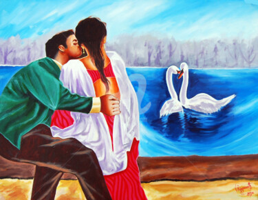 Pittura intitolato "LOVE UNDEFINED" da Ragunath Venkatraman, Opera d'arte originale, Olio