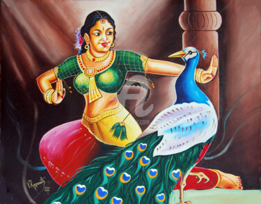 Картина под названием "RHYTHMS OF TRADITION" - Ragunath Venkatraman, Подлинное произведение искусства, Масло