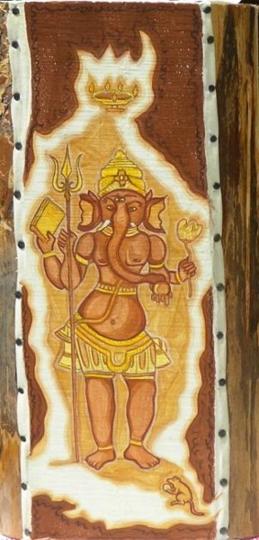 Peinture intitulée "Ganesh et la Connai…" par Laure Toral, Œuvre d'art originale