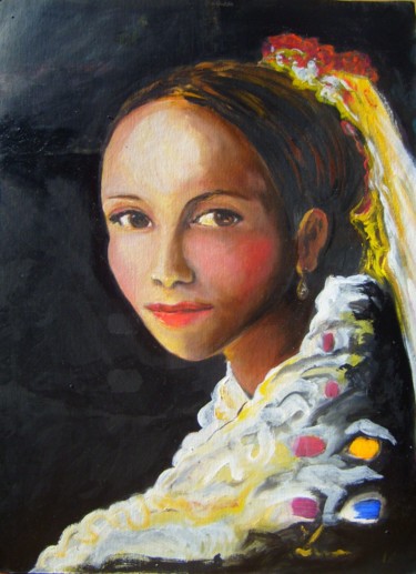 Peinture intitulée "Perle de jeune fille" par Laure Toral, Œuvre d'art originale, Huile
