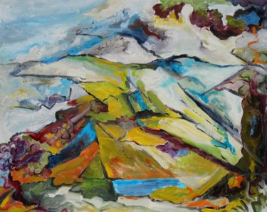 Painting titled "Paysage 2" by Laure Toral, Original Artwork, Oil