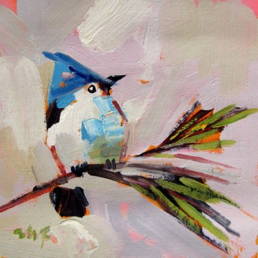 Painting titled "Sparrow #103" by James Shang, Original Artwork, Oil Mounted on Wood Stretcher frame