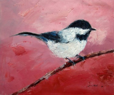 Painting titled "Sparrow #507" by James Shang, Original Artwork, Oil Mounted on Wood Stretcher frame