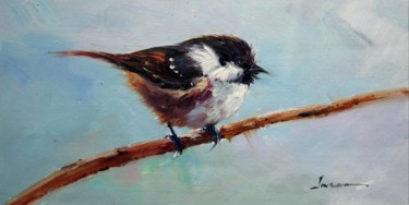 Painting titled "Sparrow #210" by James Shang, Original Artwork, Oil Mounted on Wood Stretcher frame