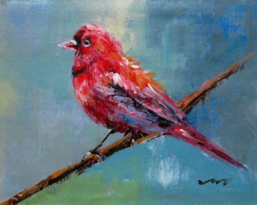 Painting titled "Sparrow 403" by James Shang, Original Artwork, Oil Mounted on Wood Stretcher frame