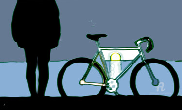 Arte digital titulada "sundown with bike #…" por Artletico, Obra de arte original, Trabajo Digital 2D