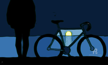 Arte digital titulada "sundown with bike #…" por Artletico, Obra de arte original, Trabajo Digital 2D