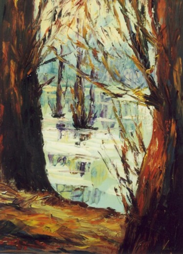 Painting titled "Ártér, Floodplain" by Levente Bihari, Original Artwork