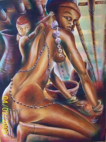 Peinture intitulée "minenga bâ môn" par Art'Lexis, Œuvre d'art originale