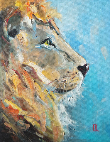 Painting titled "The Leader" by Olesya Lopatina, Original Artwork, Oil Mounted on Wood Panel